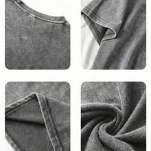 Vintage Streetwear, Washed Cotton T-Shirt, Woodlist Project Get Money Spider Graphic Print, Acid Wash Distressed Hem Oversized Fit, Women Casual Summe - WUWash Black1 - View 6