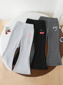 3pcs/Set Girls Fashion Cute Style High Waist Slim Fit Flared Print Long Pants Spring Autumn - Multicolor - View 1