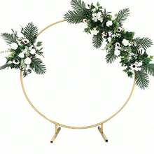 2M Round Hoop Balloon Arch Backdrop Flower Gold Display Stand Frame Wedding New - CZP047 - View 4
