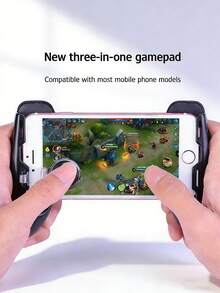 3-In-1 Mobile Game Controller With Joystick And Phone Holder, ABS Material, Stretchable Gamepad, Compatible With 4.5-6.5 Inch Smartphones, Suitable For Shooting And MOBA Games - Black - View 3