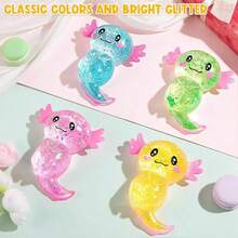 1pc (Random Color) Maltose Color Sequin Salamander Squishy Toy Set, Soft Transparent Silicone Salamander Squeeze Toy, Filled With Glitter, Slow Rebound, Suitable For Children And Adults To Relieve Stress And Anxiety - Multicolor - View 8