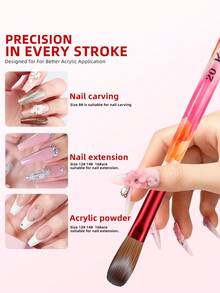 1 Peça Conjunto de Pincéis para Unhas Acrílicas Ombré Vermelho, Cerdas de Nylon Sintético, Pincéis de Arte de Unhas Ovais Tamanho 8-20, Kit de Ferramentas de Arte de Extensão de Unhas Livre de Crueldade para Manicure DIY - Multicolorido - Visão 8