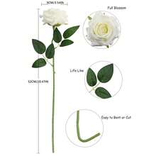 1PC Artificial Rose Bouquet, Realistic Silk Fake Roses With Long Stem, Faux Flower Arrangement For Autumn Home Decor, Bridal Shower, Thanksgiving Party Table Centerpiece, Indoor Vase Decoration, Fall Holiday Floral Ornament - White - View 3