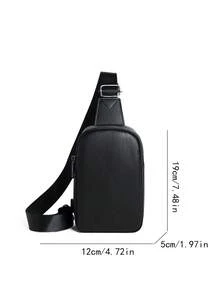 1 Piece Men's Black PU Leather Crossbody Sling Bag Casual & Business Use For Daily Commute - Multicolor - View 3