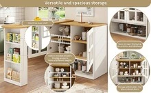 360° Rotating Sideboard, Modern, Multifunctional For Living Room/Dining Room - 白色 - 查看 2