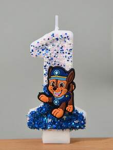 1件裝 Paw Patrol 0-9 數字蠟燭 粉藍色生日蛋糕裝飾用品 可愛動漫狗狗造型派對配件用品 - 卡通 - 查看 28