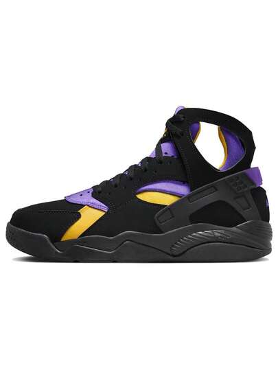 Zapatillas de baloncesto Nike Air Flight Huarache Lakers Away para hombre, de cuero sintético blanco/gris/negro con cordones, zapatillas de rendimiento para I