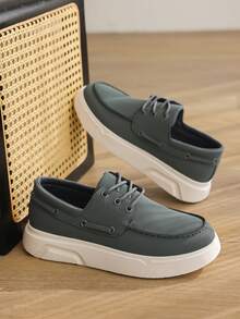 Men's Loafers Summer New Grey Lace-Up Loafers Business Casual Shoes Thick Sole Walking Shoes Lace-Up Dress Shoes Suitable For Office Daily Commute Weekend Street Date Short Trip Lightweight Business Meeting Daily Casual Shopping Soft Matte PU Upper - Grey - View 7