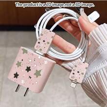 1 Set Leopard Lips Design Apple Data Cable Charger Protective Cover, Compatible With Apple 18-20W Charger, Anti-Breakage Anti-Scratch Protective Shell - Multicolor - View 3