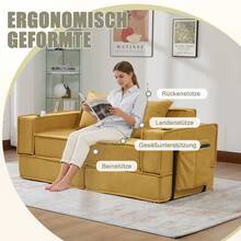 Modern Sofa Bed Frame Beige 2 Seat - 黃色雙座 - 查看 3