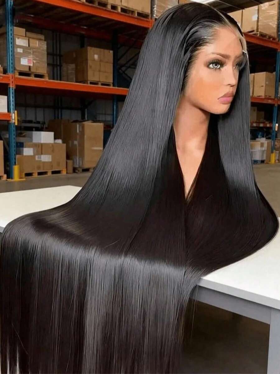 Bone Straight 200% Density Easy To Wear 4x4 5x5 Pre Cut Glueless Lace Closure Wig 13x4 13x6 HD Lace Front Wig Pre Plucked Short Bob Straight Hair Heat Resistant Synthetic Mixed Human Blended Hair Natural Black Pre-Cut Lace Is Available For 4*4 5*5