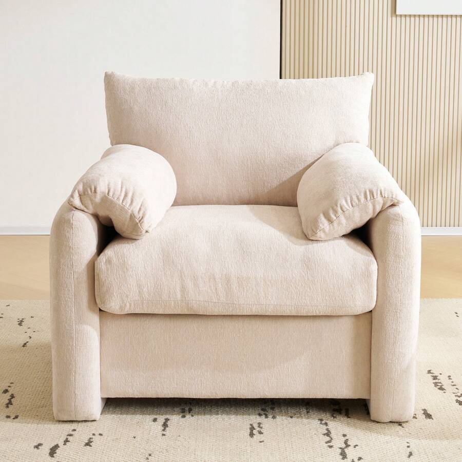 Modern Chenille Sofa - Grey 1 Seat - Comfortable And Stylish - 米色單座 - 查看 1