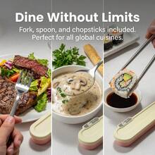 Travel Utensils With Storage Box, 304 Stainless Steel Reusable Silverware, Spoon And Fork Set For Lunch Box, Chopsticks, Portable Cutlery Set, Camping Utensil Set, Mess Kit For Camping 1 Person, Lunch Box Accessories For Adults, Student - Multicolor - View 7