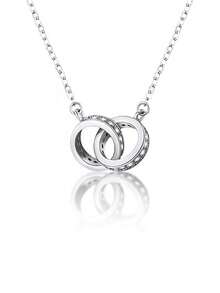 1 Stück S925 Sterling Silber Luxus Romantisches Ineinandergreifendes Ring Design Damen Halskette, Minimalistisch Elegant Tägliches Pendeln Date Vielseitige Atmosphäre Schmuck, Exquisites Urlaubsgeschenk für Freundin - Ring - Übersicht 8