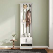 Hall Tree White Made Of Wood For Entryway And Hallway - 白色 - 查看 3
