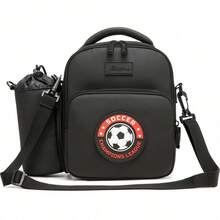 2-In-1 Cartoon Insulated Crossbody Bag With Water Bottle Pocket For School & Picnic - Black - View 13