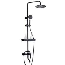 Matte Black Shower System With Integrated Shelf, Multifunctional Wall-Mounted Shower Fitting Set For The Bathroom - A - View 1