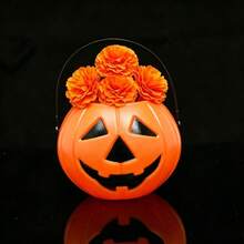 Halloween Pumpkin Flower Bucket Witch Costume Holiday Atmosphere Decoration Props Handheld Ornament - 4 Flowers + Pumpkin Bucket - View 10