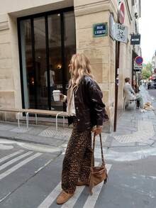 Celana Panjang Wanita Motif Leopard Model Lurus Terbaru Musim Gugur/Dingin - MultiWarna - View 3
