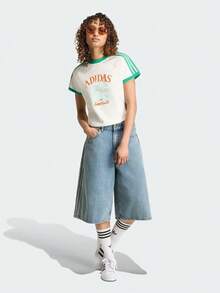 Adidas Originals Women's RESORT S TEE W Short Sleeve Knit Collarless T-Shirt TKX0736 - Hunter Green - View 6