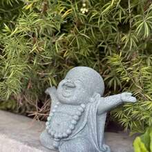 Mini Optimistic Buddha Statue, Resin Mini Figurine, Perfect Holiday Gift Choice For Outdoor Garden Decor/Patio Decor/Plant Decor/Fish Tank Decor/Balcony Decor, Flower Pot Decor, Desk Decor, Bookshelf Decor - A - View 5