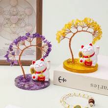 太阳能挥手招财猫+水晶摇钱树桌面摆件，红色水晶招财猫象征活力与勇气，彩色水晶招财猫象征脉轮平衡、多元能量、希望与圆满。挥手招财带来好运，创意十足的繁荣装饰，馈赠亲朋好友的绝佳礼物 - 多色 - 查看 13