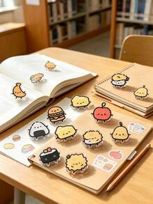 1/4pcs Cute Cartoon Food Memo Clips, Multi-Functional Sealing Clips, Kawaii Cheese Sushi Burger Apple Shaped Paper Clips, Document Organizer Snack Bag Sealer, Office School Stationery Decorative Gift - Multicolor - View 5