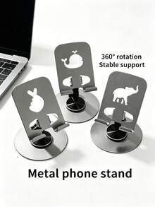 720° Rotatable Foldable Metal Phone Stand, Cute Hollow Animal Cutout Design Adjustable Desktop Phone Holder, Portable Universal Smartphone Stand, Suitable For Office, Bedroom, Video Streaming And Video Calls - Multicolor - View 3