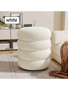 1pc Round Ottoman Stool, Modern Donut Round Footstool Soft Stool, Living Room Furniture Small Stool Small Chair, Teddy Decor Stool, Home Decor Makeup Chair, Living Room Bedroom Soft Footstool, Simple Shoe Changing Stool, Pink High Elastic Spandex Full Cover Chair Cover, Suitable For Office, Study And Home Scenes, All Season Use, All Season Wear-Resistant And Dirt-Resistant. - Multicolor - View 3