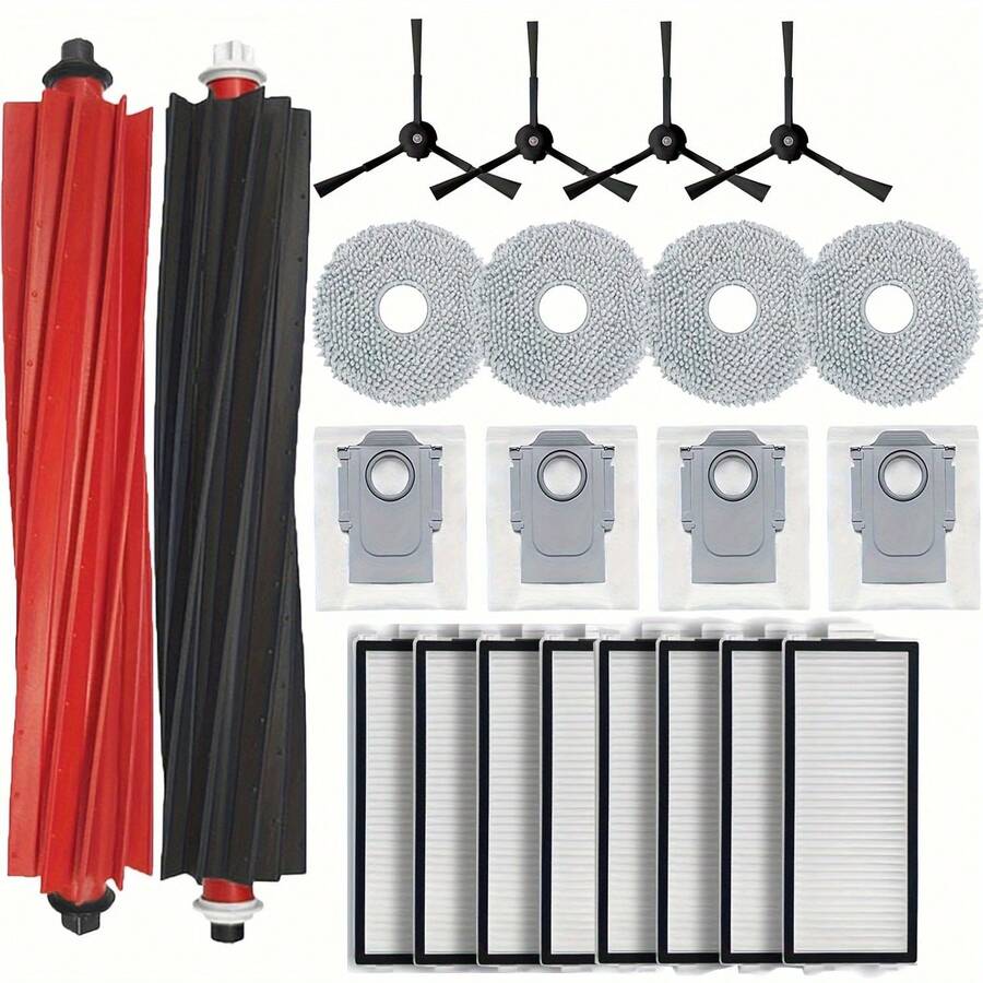 22件 Qrevo Master/Qrevo Slim/P10s Pro V20 吸塵器替換零件,2個主刷、8個濾網、4個側刷、4片拖布墊、4個集塵袋 - Qrevo Master - 查看 1