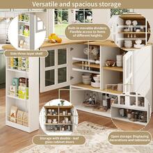 360° Rotating Sideboard, Modern, Multifunctional For Living Room/Dining Room - 白色 - 查看 7