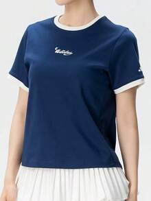 Adidas New Summer Breathable Sports Casual Women's Comfortable Crew Neck Short Sleeve T-Shirt - Blue and White - View 1