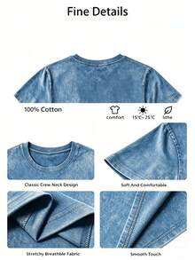 100% Cotton Geographic Inspired Dragonfly Graphic Baby T Shirt For Men And Women |  Exquisite Design |  Loose And Comfortable | Shirts Y2k - 水洗藍色 - 查看 7