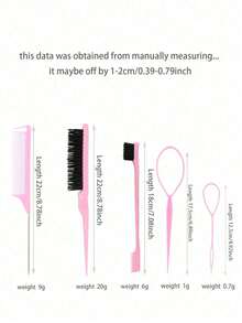 7pcs Pink Hair Styling Tool Set - Suitable For Girls Braiding Hairstyles, Salon, Beauty Essentials, Back To School, Vacation Essentials, Travel Essentials, Hairstyles - Pink - View 10