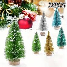 10pcs Mini Christmas Tree Decor, Small Cedar Wood, Artificial Desktop Decoration, New Year Decoration Accessories, Artificial Snow Scene Mini Pine Tree DIY Crafts Dollhouse Decor, Realistic Touch Arrangement - Multicolor - View 12