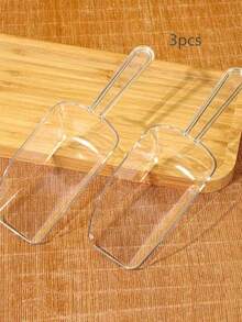 1/2/3/4/5pcs Transparent Plastic Ice Scoop, Multi-Functional Refrigerator Ice Tray Scoop, Multi-Purpose Kitchen Scoop, Ice Scoop Bath Scoop, Food Candy Sugar Scoop, Frosted Transparent Ice Scoop, Milk Tea Shop Kitchen Grain Ice Scoop - Multicolor - View 3