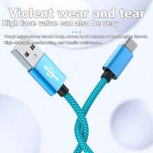 3条装 USB-A 转 USB-C 快速充电数据线 [1米/2米/3米] 尼龙编织 Type-C 同步线。兼容三星 Galaxy A14 5G/A13/A54/A53/A23/A24/A03s/S23/S22 Ultra/S21/S20；也兼容 16/15 系列和各种安卓智能手机。适用于 Type-C 充电器。 - 彩色 - 查看 9