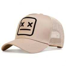 1Piece Men XX Expression Embroidered Net Cap Baseball Cap Outdoor Adjustable Sunscreen Casual Cap Suitable For Spring And Autumn Travel Seaside - Khaki - View 5