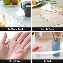 Clear Table Cover Protector,Clear Plastic Table Cover, Waterproof Dining Table Protector, PVC Vinyl Desk Mat Pad For Coffee, Dining, Dresser & Nightstand Tops - Transparent - View 6