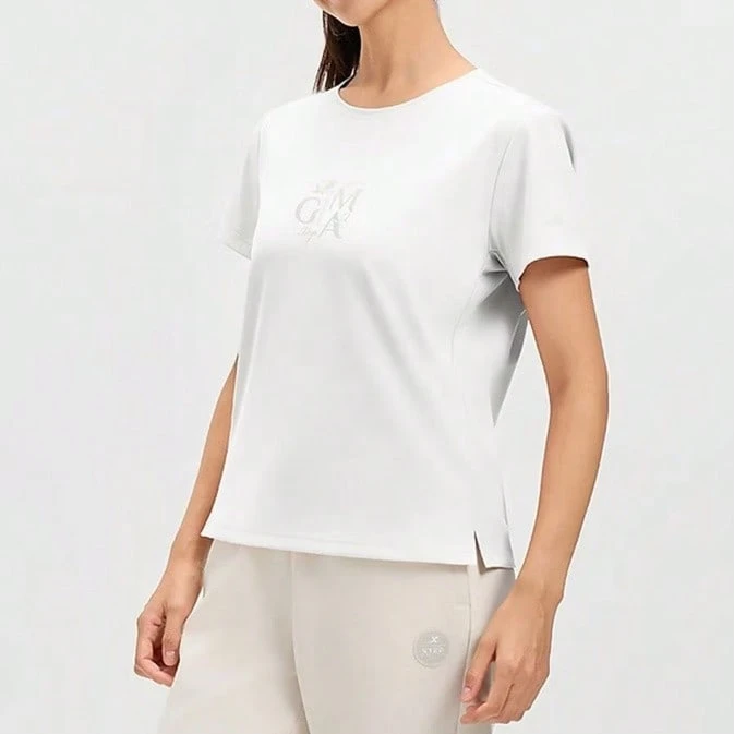 XTEP Summer New Women's Sports Casual Quick-Dry Ice-Feel Elastic Round Neck T-Shirt - White - View 1