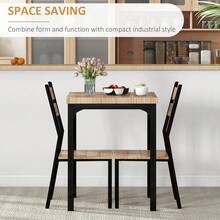 Three-Piece Minimal And Compact Dining Set, Light Wood Grain - A - View 2