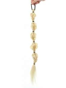 2 piezas Extensiones de cabello de cola de caballo trenzada larga sintética de 20 pulgadas en negro/marrón/dorado con banda elástica para uso diario de mujeres - Multicolor - Ver 14