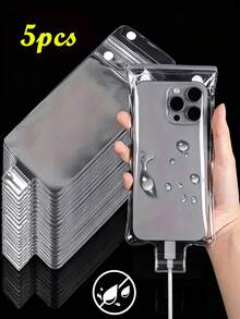 5pcs Phone Rain Cover For Bicycle Rider - Touchscreen-Compatible Phone Pouch, Essential For Rainy Day Cycling, Rechargeable Waterproof Sleeve. Suitable For Cycling, Rainy Days, Outdoor Activities, Bicycle Bags Secure Fit. - Clear - View 3
