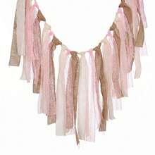 Burlap Lace Bunting Banner For Birthday Party, Wedding, Christmas, Halloween Decoration - A - View 7
