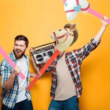 36-Inch Inflatable Horse Head Stick, Made Of PVC Material, A Cute Inflatable Animal Stick, Suitable For Birthday Parties, Festival Gatherings, Inflatable Props For Halloween Gifts, Colorful Cowgirl Party Decoration Props - Multicolor - View 3