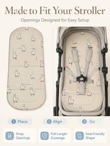 Cute Cartoon Alpaca Animal Seat Cushion, Baby Stroller Seat Pad, Newborn Baby Mat, Stroller Accessories, 5-Point Safety Harness Backrest Cushion, All-Season Use - Multicolor - View 5