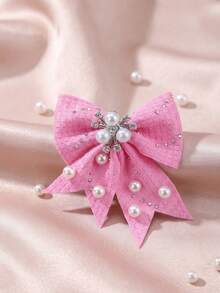20/10pcs/Set Pearl Rhinestone Bow Hair Clips, Pearl Decorated Bow Hair Clips, Rhinestone Embellished, With Small Flower Inlay, Exquisite Sweet Hair Accessories, Multi-Color Matching - Suitable For Children And Girls, Suitable For Children's Daily, School, Vacation, Commute, Spring Outings, Photography, Etc. - Multicolor - View 4