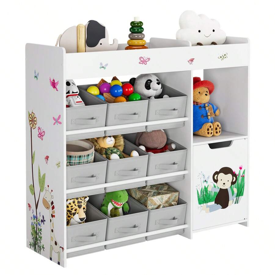 Estantería para juguetes, estante con 9 cajas de almacenamiento, organizador de juguetes, amplio espacio de almacenamiento, librería - Blanco - Ver 1