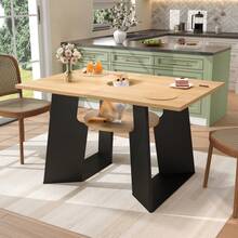 Pet Friendly Dining Table With Side Shelf And Tray - Rectangle, 130x85x75 Cm - 黑與自然 - 查看 5