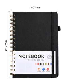 Cuaderno de espiral con líneas para mujeres & hombres, cuaderno para trabajo, toma de notas y suministros de oficina y escuela, A5, cuaderno con encuadernación de doble alambre perfecto para suministros de oficina & hogar y escuela - multicolor - Ver 17